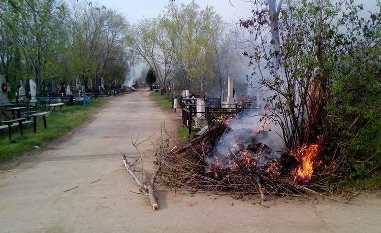 ООО «Городское озеленение и благоустройство» оштрафовали на 100 тыс. рублей за сжигание мусора на кладбище.