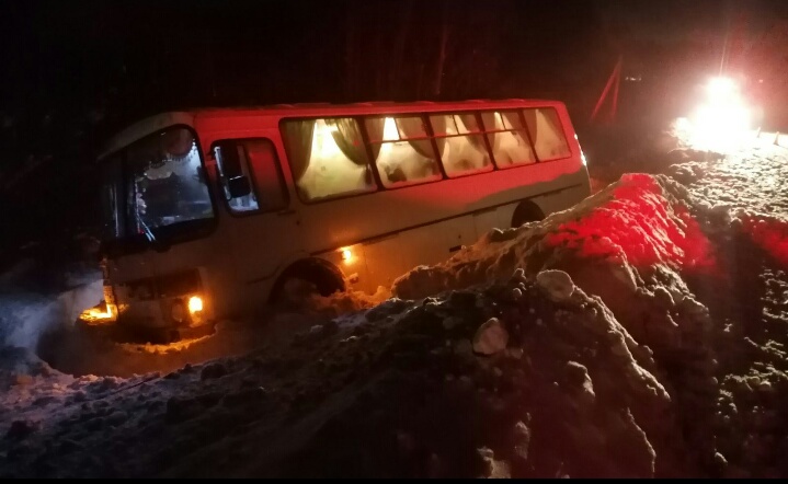 В Кировской области пассажирский автобус съехал в кювет