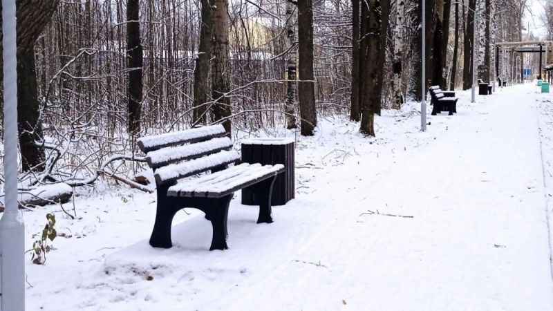 С первым снегом в Летнем парке Коминтерна завершили благоустройство места для отдыха