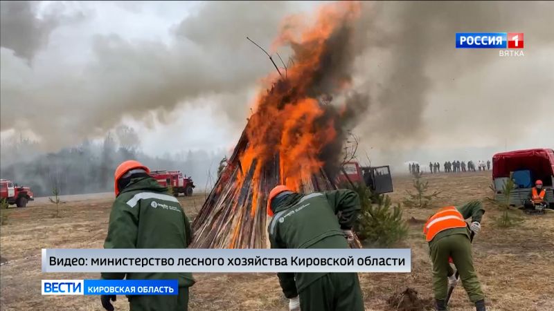 В Кировской области прошли учения по тушению лесного пожара